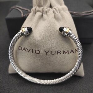David Yurman Classic Cable 5mm Bracelet Sterling Silver with 14K Gold and Onyx
